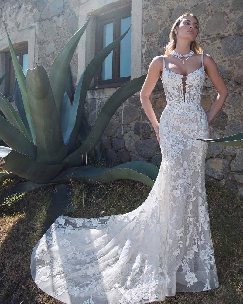 Calla Blanche lace fit-and-flare wedding dress at White Rose Bridal Newark NJ