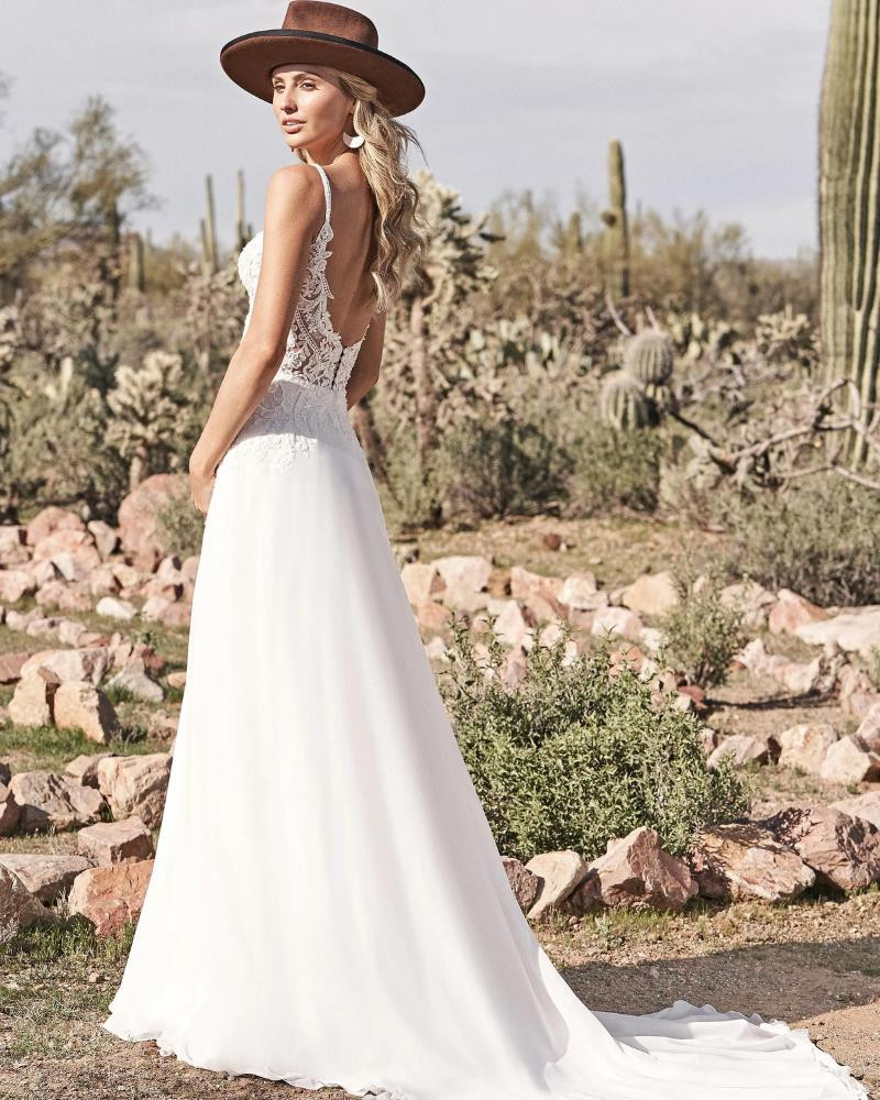 A-Line Gown with Lace Bodice and Chiffon Skirt