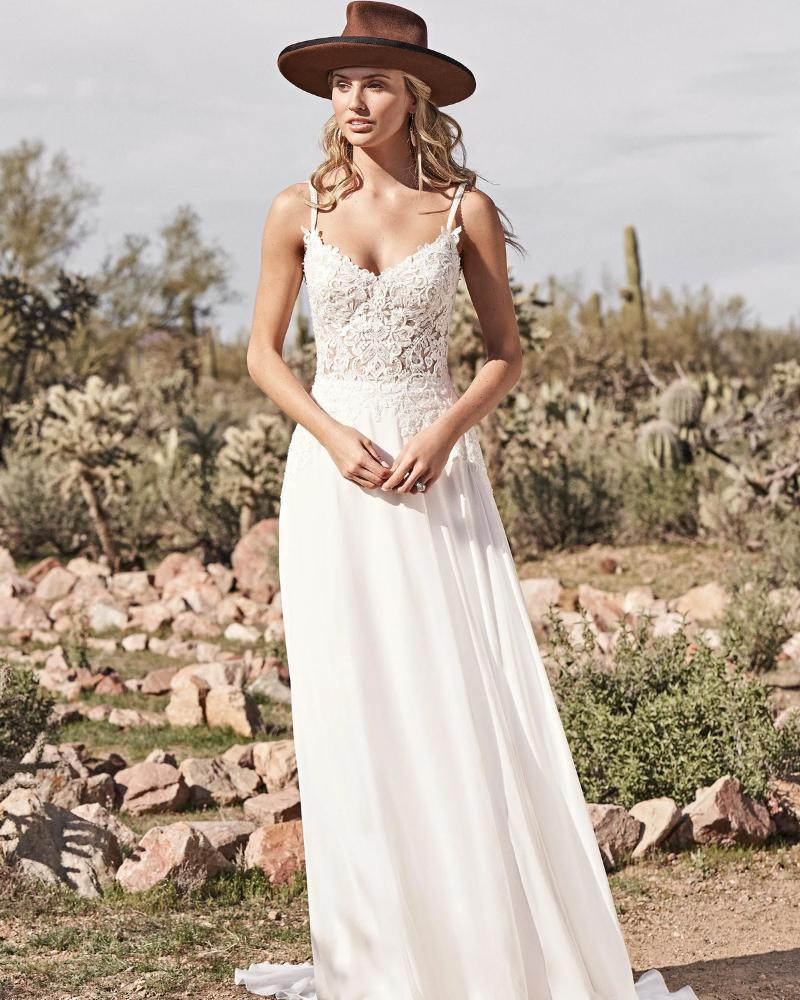 A-Line Gown with Lace Bodice and Chiffon Skirt